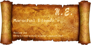 Marschal Elemér névjegykártya